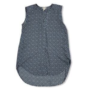 H&M Blue Chiffon Floral Tank Top Sleeveless Blouse V-Neck Geometric Size 6